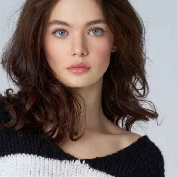 Astrid Black and White Striped Sweater with Pink Peace Lettering - Picture 4 of 4